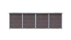 Chenil MKS composite WPC BRUN - ETERNA - 6 x 2 m avec séparation - facade grillage 50 x 50 mm