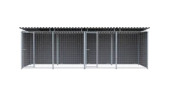 Chenil MKS composite WPC BRUN - ETERNA - 6 x 2 m avec séparation - facade grillage 50 x 50 mm