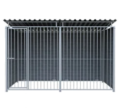 Chenil MKS composite WPC GRIS - ETERNA - 3 x 2 m - facade barreaux 8 cm