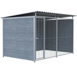Chenil MKS composite WPC GRIS - ETERNA - 3 x 2 m - facade barreaux 8 cm