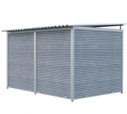 Chenil MKS composite WPC GRIS - ETERNA - 3 x 2 m - facade barreaux 8 cm