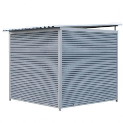 Chenil MKS composite WPC GRIS - ETERNA - 2 x 2 m - facade barreaux 8 cm