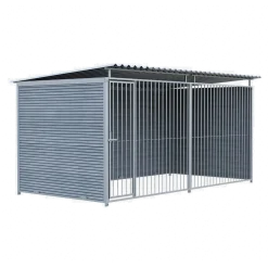 Chenil MKS composite WPC GRIS - ETERNA - 4 x 2 m - facade barreaux 8 cm