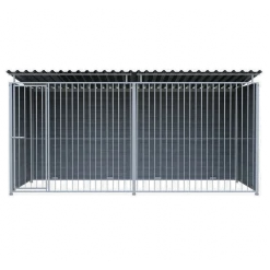 Chenil MKS composite WPC GRIS - ETERNA - 4 x 2 m - facade barreaux 8 cm
