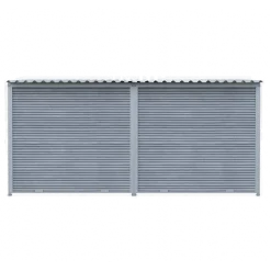 Chenil MKS composite WPC GRIS - ETERNA - 4 x 2 m avec séparation - facade barreaux 8 cm