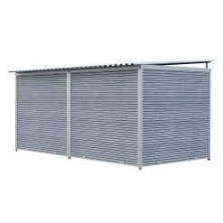 Chenil MKS composite WPC GRIS - ETERNA - 4 x 2 m avec séparation - facade barreaux 8 cm