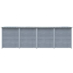 Chenil MKS composite WPC GRIS - ETERNA - 6 x 2 m avec séparation - facade barreaux 8 cm