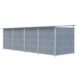 Chenil MKS composite WPC GRIS - ETERNA - 6 x 2 m avec séparation - facade barreaux 8 cm