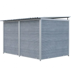 Chenil MKS composite WPC GRIS - ETERNA - 3 x 2 m - facade grillage 50 x 50 mm