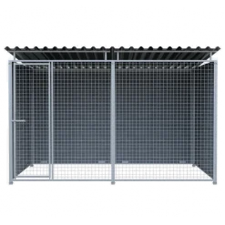 Chenil MKS composite WPC GRIS - ETERNA - 3 x 2 m - facade grillage 50 x 50 mm