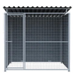 Chenil MKS composite WPC GRIS - ETERNA - 2 x 2 m - facade grillage 50 x 50 mm