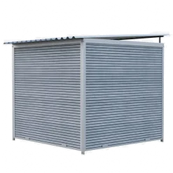 Chenil MKS composite WPC GRIS - ETERNA - 2 x 2 m - facade grillage 50 x 50 mm