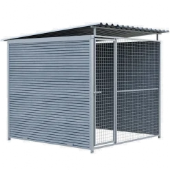 Chenil MKS composite WPC GRIS - ETERNA - 2 x 2 m - facade grillage 50 x 50 mm
