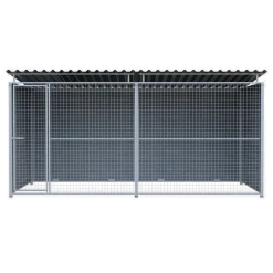 Chenil MKS composite WPC GRIS - ETERNA - 4 x 2 m - facade grillage 50 x 50 mm