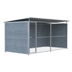 Chenil MKS composite WPC GRIS - ETERNA - 4 x 2 m - facade grillage 50 x 50 mm