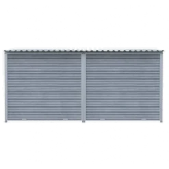 Chenil MKS composite WPC GRIS - ETERNA - 4 x 2 m avec séparation - facade grillage 50 x 50 mm