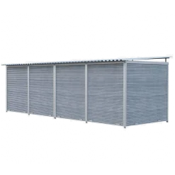 Chenil MKS composite WPC GRIS - ETERNA - 6 x 2 m avec séparation - facade grillage 50 x 50 mm