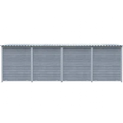 Chenil MKS composite WPC GRIS - ETERNA - 6 x 2 m avec séparation - facade grillage 50 x 50 mm