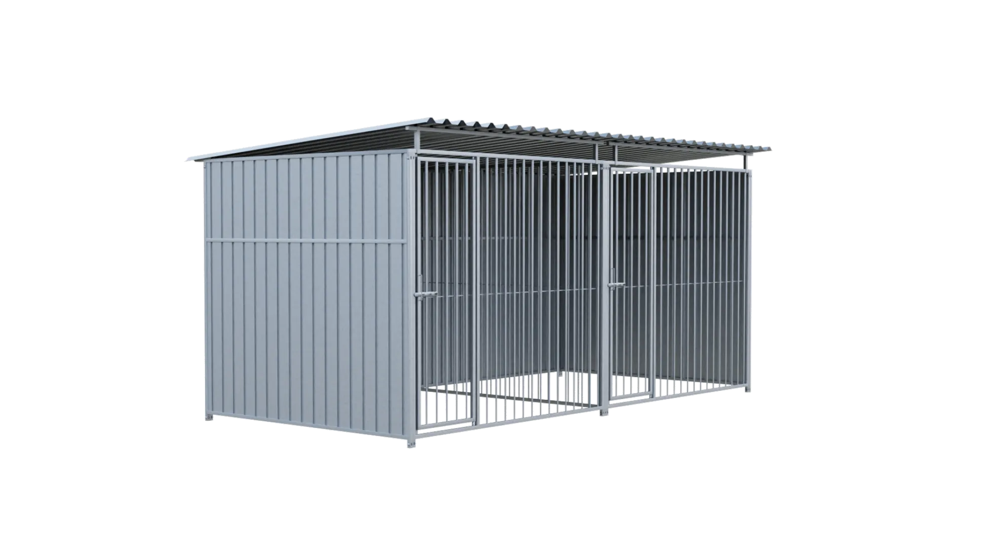 Chenil métal MKS - METALLO - 4 x 2 m avec séparation - facade barreaux 8 cm