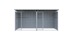 Chenil métal MKS - METALLO - 4 x 2 m avec séparation - facade barreaux 8 cm