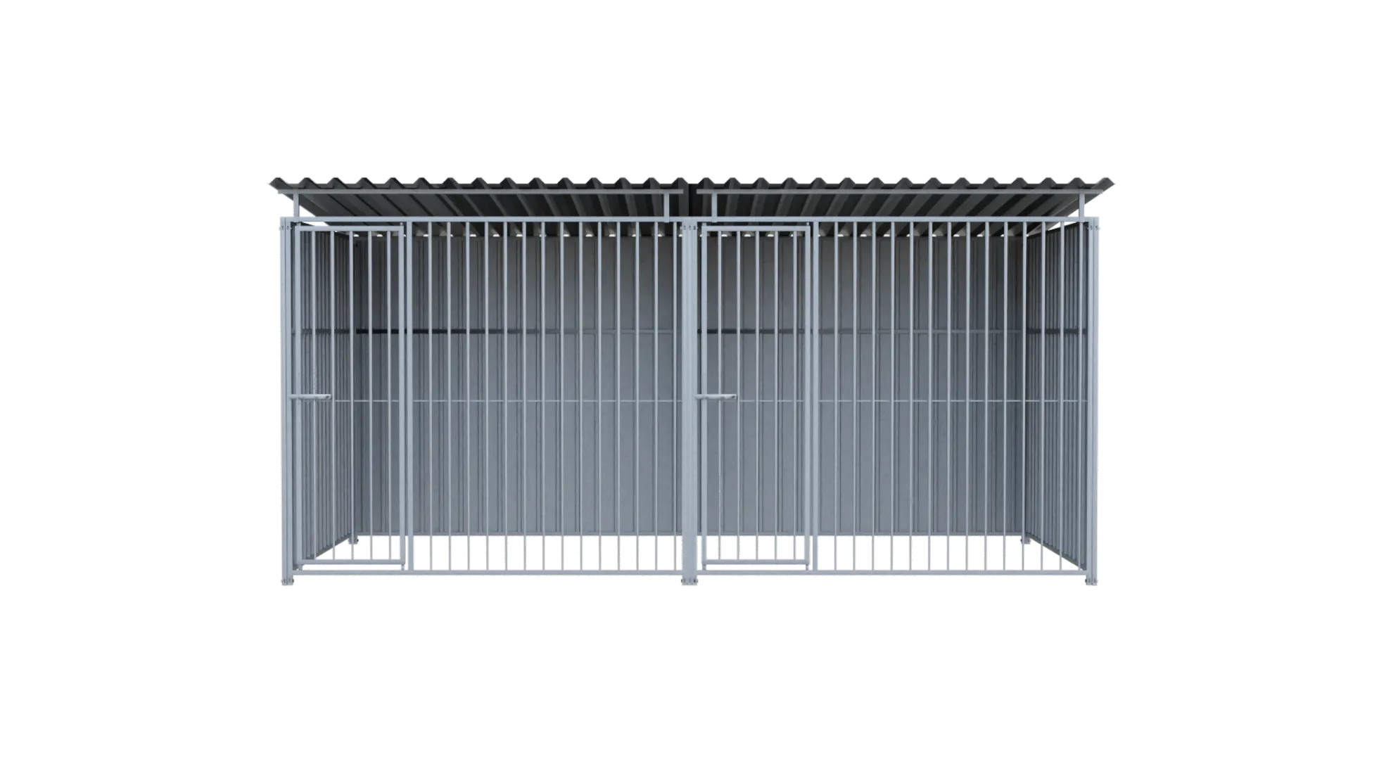 Chenil métal MKS - METALLO - 4 x 2 m avec séparation - facade barreaux 8 cm