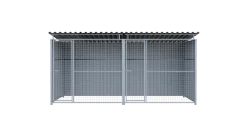 Chenil métal MKS - METALLO - 4 x 2 m avec séparation - facade grillage 50x50 mm