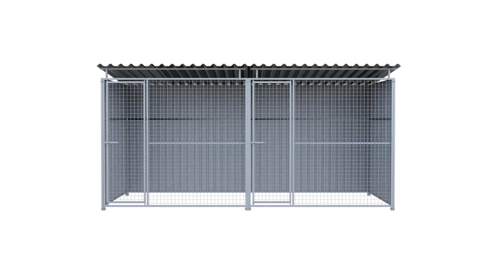 Chenil métal MKS - METALLO - 4 x 2 m avec séparation - facade grillage 50x50 mm