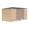 Chenil Protection en Bois - Double 1sep, 2 portes, 4 m x 2 m - barreaux