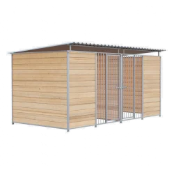 Chenil Protection en Bois - Double 1sep, 2 portes, 4 m x 2 m - barreaux