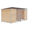 Chenil Protection en Bois - Double 1sep, 2 portes, 4 m x 2 m - barreaux