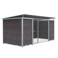 Chenil Protection en WPC Brun 4 m x 2 m - barreaux