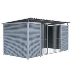 Chenil Protection en WPC Gris 4 m x 2 m - barreaux