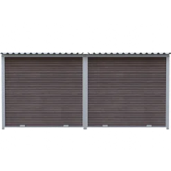 Chenil Protection WPC Brun - Double 1sep, 2 portes, 4 m x 2 m - grillage