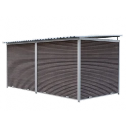 Chenil Protection WPC Brun - Double 1sep, 2 portes, 4 m x 2 m - grillage