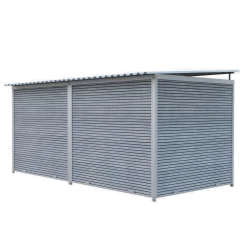 Chenil Protection WPC Gris - Double 1sep, 2 portes, 4 m x 2 m - grillage