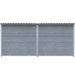 Chenil Protection WPC Gris - Double 1sep, 2 portes, 4 m x 2 m - barreaux