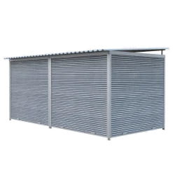 Chenil Protection WPC Gris - Double 1sep, 2 portes, 4 m x 2 m - barreaux
