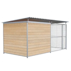 Chenil Super Junior en bois - 4 m x 2 m - grillage