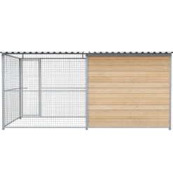 Chenil Super Junior en bois - 4 m x 2 m - grillage