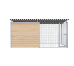 Chenil Super Junior en bois - 4 m x 2 m - grillage