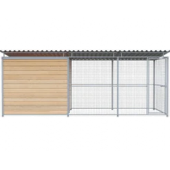 Chenil Super Junior en bois - 5 m x 2 m - grillage