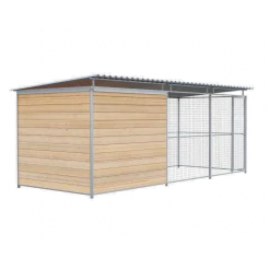 Chenil Super Junior en bois - 5 m x 2 m - grillage