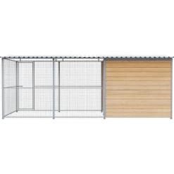 Chenil Super Junior en bois - 5 m x 2 m - grillage