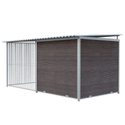 Chenil Super Junior en WPC Brun - 4 m x 2 m - barreaux