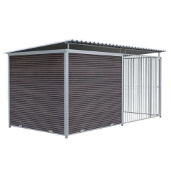 Chenil Super Junior en WPC Brun - 4 m x 2 m - barreaux