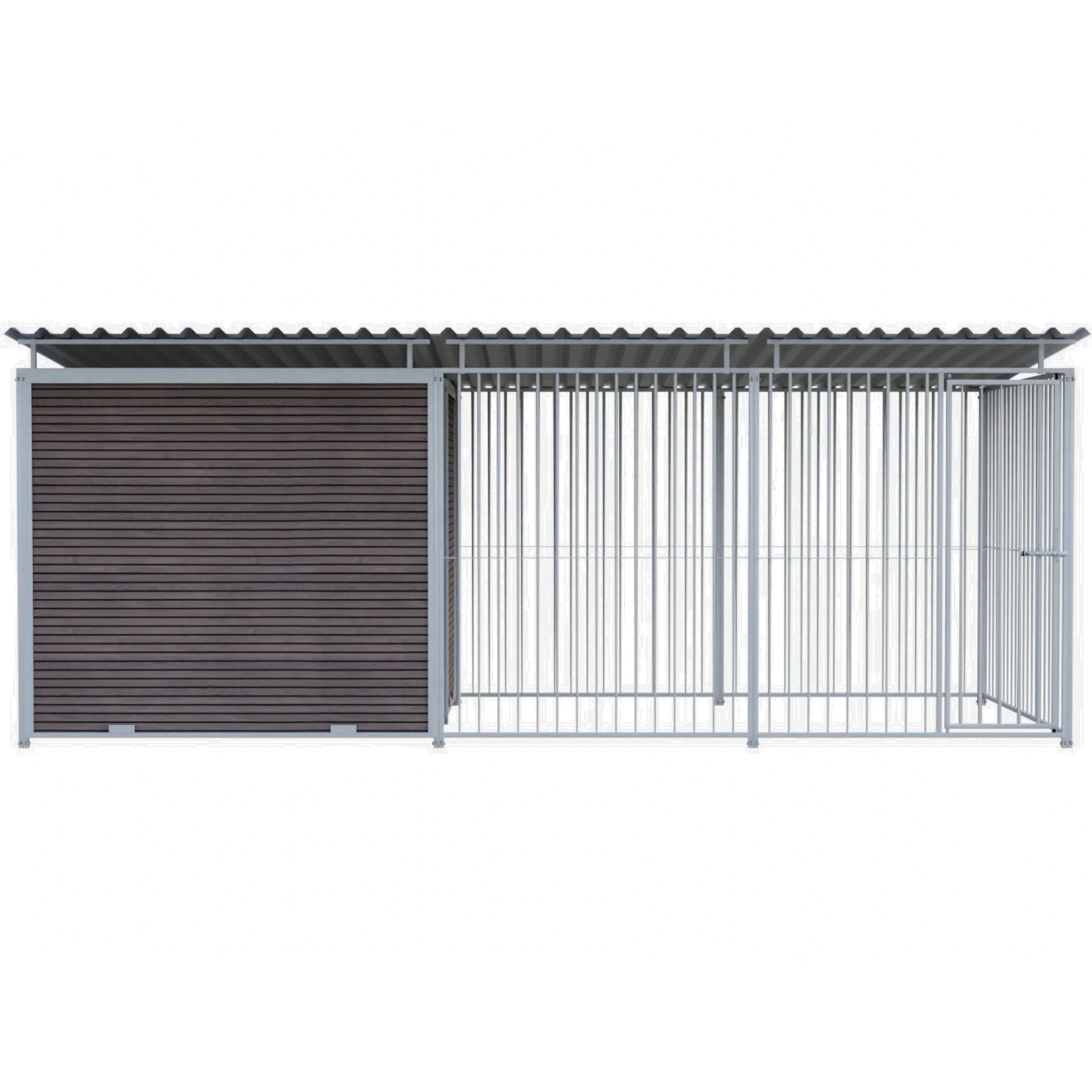 Chenil Super Junior en WPC Brun - 5 m x 2 m - barreaux