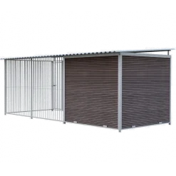 Chenil Super Junior en WPC Brun - 5 m x 2 m - barreaux