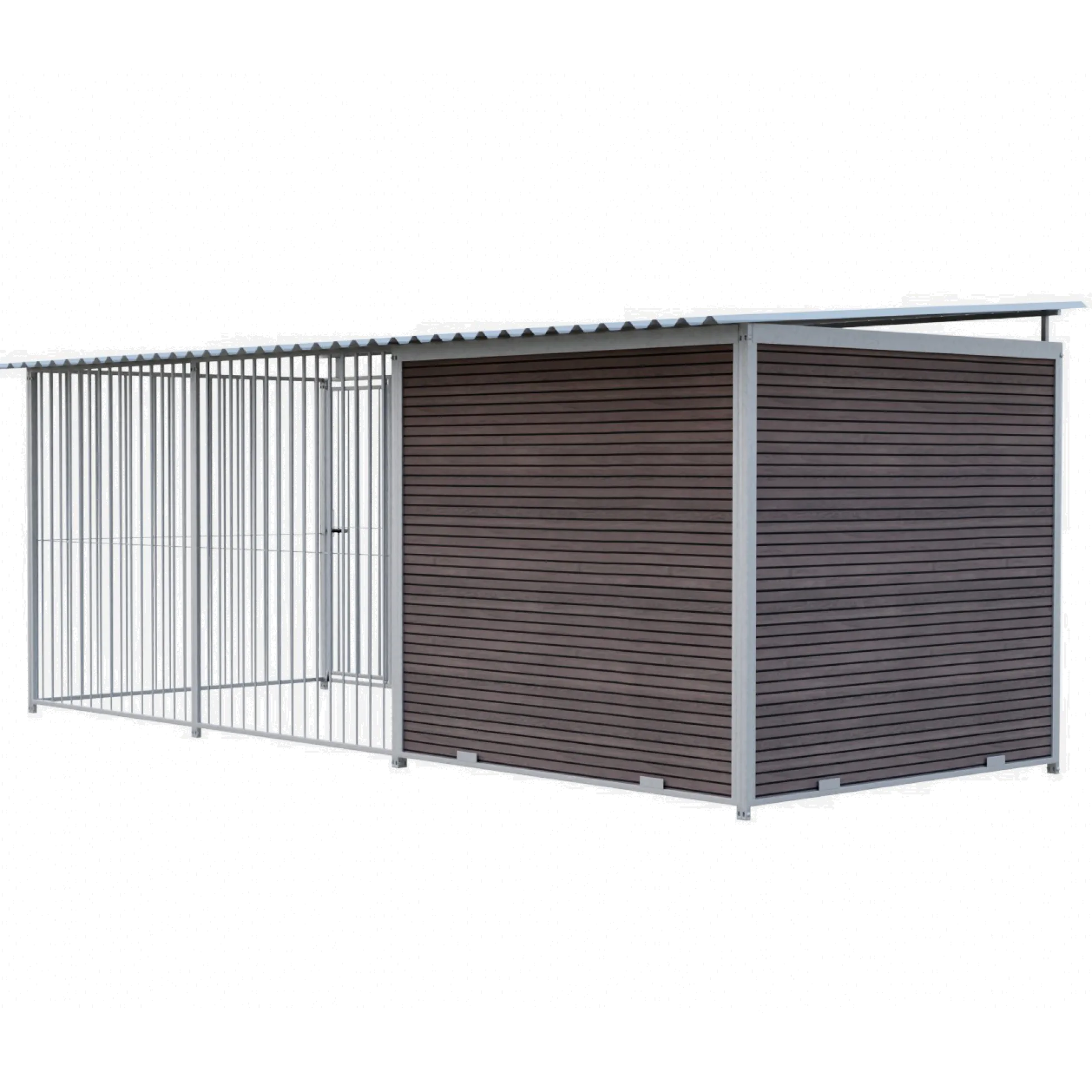 Chenil Super Junior en WPC Brun - 5 m x 2 m - barreaux