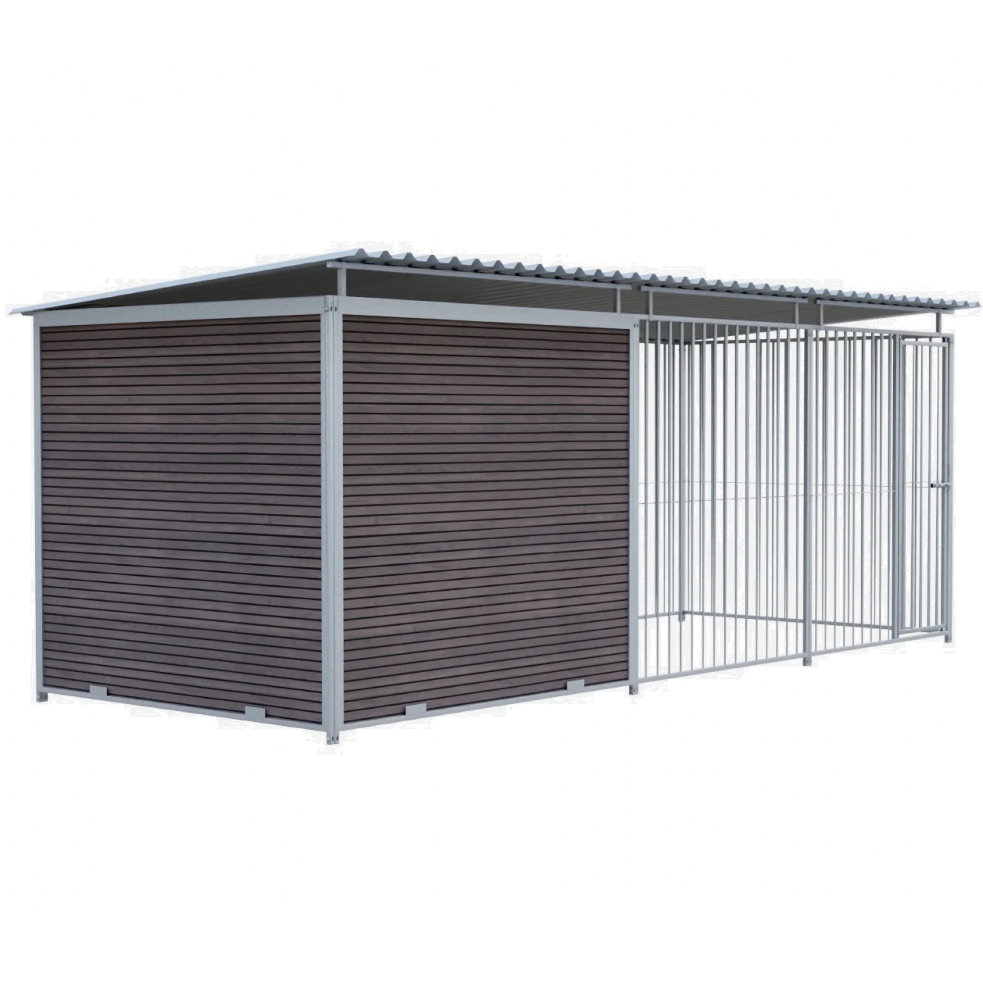 Chenil Super Junior en WPC Brun - 5 m x 2 m - barreaux