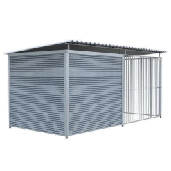 Chenil Super Junior en WPC Gris - 4 m x 2 m - barreaux